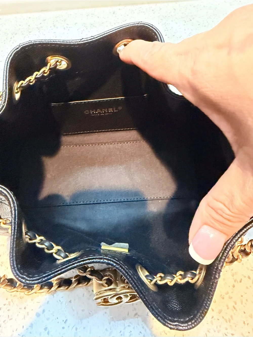 CHANEL Caviar Mini 25 Black with Gold Hardware